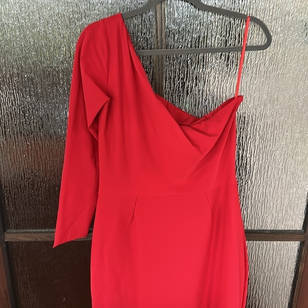 Chiara Boni Kimina Gown Elegant Red One-Shoulder Dress size 48 or US size 12 - Picture 12 of 13
